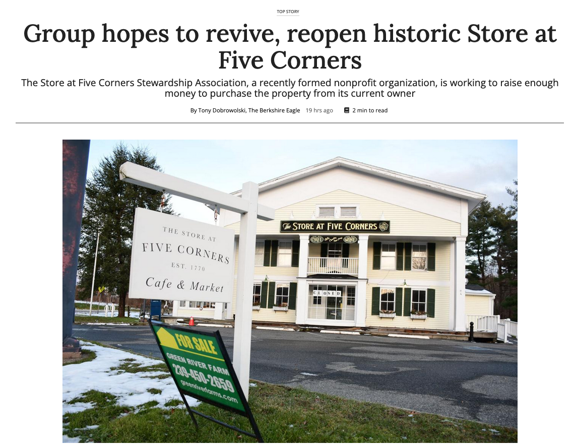 Screenshot of start of article in Berkshire Eagle